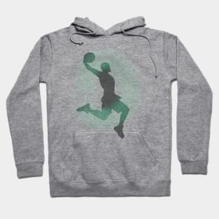 Basketball Player Dunking Sprayed Green White Hoodie